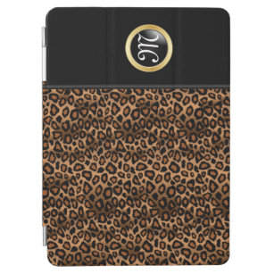 黒および金ゴールドのアクセントのヒョウのプリント iPad AIR カバー