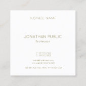 黒および金ゴールドのエレガントなモダンなモノグラムのテンプレート スクエア名刺 (裏面)