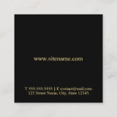 黒および金ゴールドのエレガントなモノグラム スクエア名刺 (裏面)