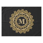 黒および金ゴールドのエレガントなモノグラム テーブルクロス (正面(横))