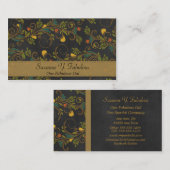 黒および金ゴールドのカラフルな花のつる植物 名刺 (正面/裏面)