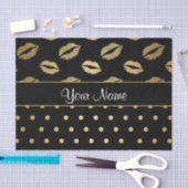 黒および金ゴールドのキスおよび愛ハート 薄葉紙 (クラフト)