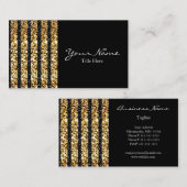 黒および金ゴールドのグリッターの名刺 名刺 (正面/裏面)