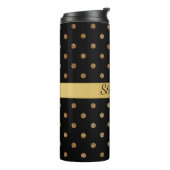 黒および金ゴールドのグリッターの点のカスタムな熱タンブラー タンブラー (回転左)