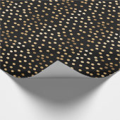 黒および金ゴールドのグリッター都市点の包装紙 ラッピングペーパー (角)
