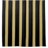 黒および金ゴールドのストライプなシャワー・カーテン シャワーカーテン (正面)