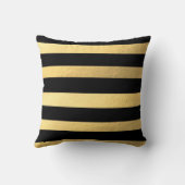 黒および金ゴールドのストライプのな枕 クッション (裏面)