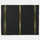 黒および金ゴールドのストライプのエレガントなデザインのトレンディー フリースブランケット (正面(横))