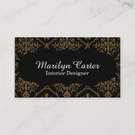 黒および金ゴールドのダマスク織のエレガントなインテリア・デザイナー 名刺