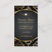 黒および金ゴールドのダマスク織の写真の名刺 名刺 (裏面)