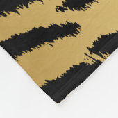 黒および金ゴールドのトラ動物パターン フリースブランケット (角)