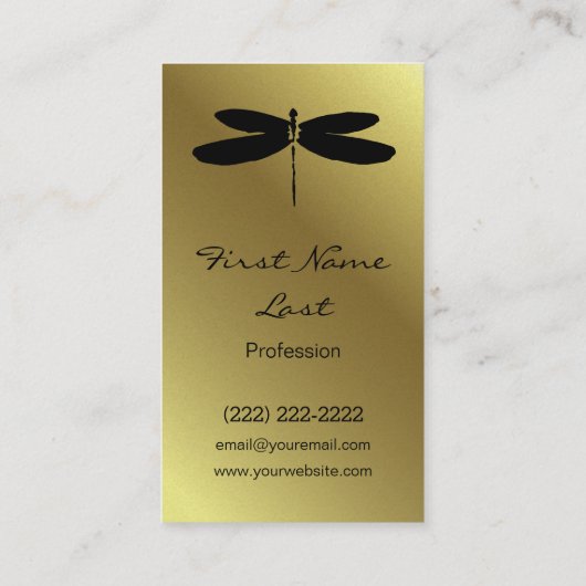 黒および金ゴールドのトンボの名刺のデザイン 名刺 (裏面)