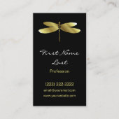 黒および金ゴールドのトンボの名刺のデザイン 名刺 (正面)