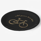 黒および金ゴールドのバイクの自転車のサイクリングのサイクリスト ペーパープレート (アングル)