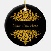 黒および金ゴールドのバロック式のクリスマスのオーナメント セラミックオーナメント (裏面)