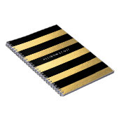 黒および金ゴールドのパーソナライズなノート ノートブック (右側)