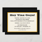 黒および金ゴールドのピッツバーグのスタイルのYinzのパーティー 招待状 (正面/裏面)