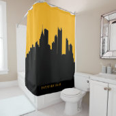 黒および金ゴールドのピッツバーグ都市スカイラインの眺め シャワーカーテン (インサイチュ)