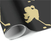 黒および金ゴールドのホッケー2 ラッピングペーパー (ロールコーナー)