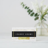 黒および金ゴールドのモダンで白い大理石 名刺 (スタンド正面)