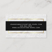 黒および金ゴールドのモダンで白い大理石 名刺 (裏面)