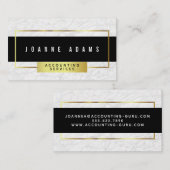 黒および金ゴールドのモダンで白い大理石 名刺 (正面/裏面)