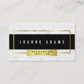 黒および金ゴールドのモダンで白い大理石 名刺 (正面)