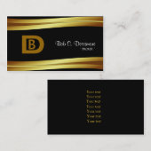 黒および金ゴールドのモノグラムの名刺 名刺 (正面/裏面)