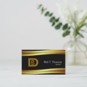 黒および金ゴールドのモノグラムの名刺 名刺 (スタンド正面)