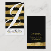黒および金ゴールドのモノグラムの名刺 名刺 (正面/裏面)