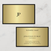 黒および金ゴールドのモノグラムの平野のモダンのプロフェッショナル 名刺 (正面/裏面)