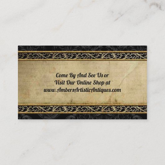 黒および金ゴールドのヴィンテージのエレガントな名刺 名刺 (裏面)