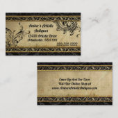 黒および金ゴールドのヴィンテージのエレガントな名刺 名刺 (正面/裏面)