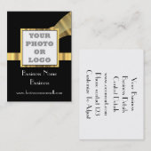 黒および金ゴールドの写真のロゴ 名刺 (正面/裏面)