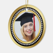 黒および金ゴールドの印刷されたダイヤモンドの卒業 セラミックオーナメント (左)