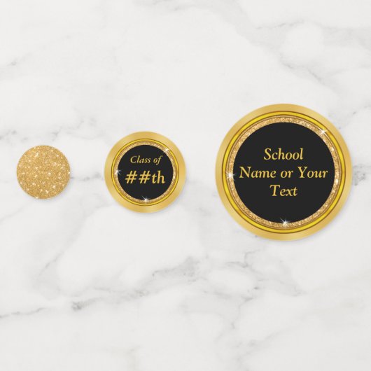 黒および金ゴールドの同窓会のテーブルの装飾 コンフェッティ (正面)