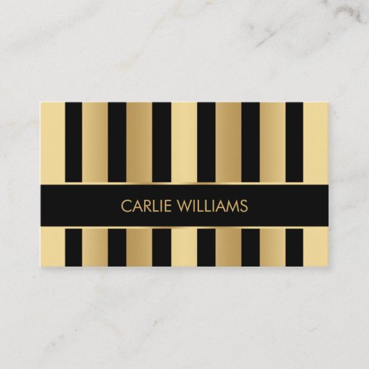 黒および金ゴールドの名刺テンプレート 名刺 (正面)