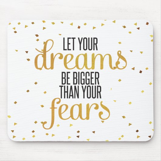 黒および金ゴールドの夢の感動的な引用文 マウスパッド (正面)