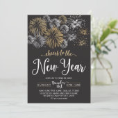 黒および金ゴールドの大晦日のパーティの招待状 招待状 (スタンド正面)