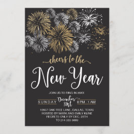 黒および金ゴールドの大晦日のパーティの招待状 招待状