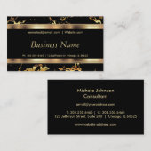 黒および金ゴールドの大理石およびエレガントな陸軍少尉の階級章 名刺 (正面/裏面)