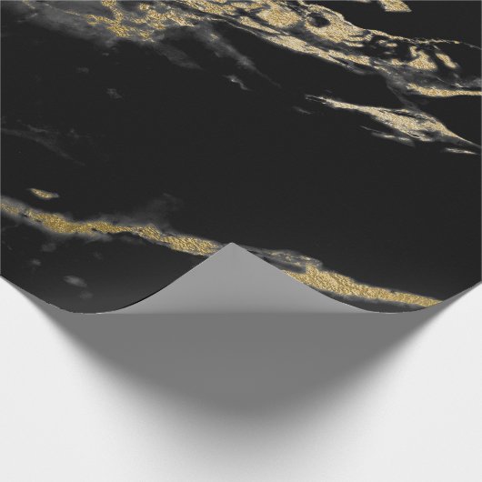 黒および金ゴールドの大理石のギフトの包装紙 ラッピングペーパー (角)