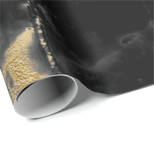 黒および金ゴールドの大理石のギフトの包装紙 ラッピングペーパー (ロールコーナー)