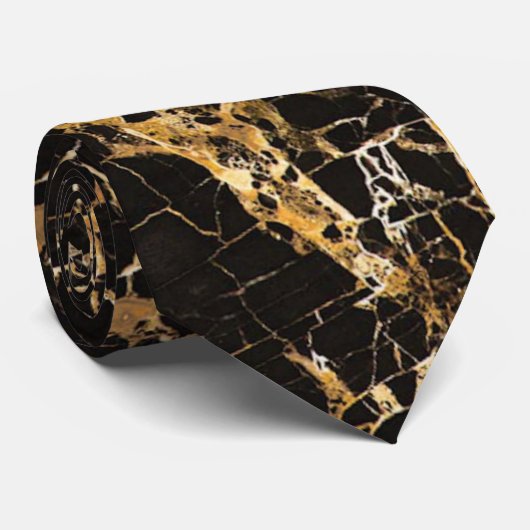 黒および金ゴールドの大理石、 ネクタイ (ロール)