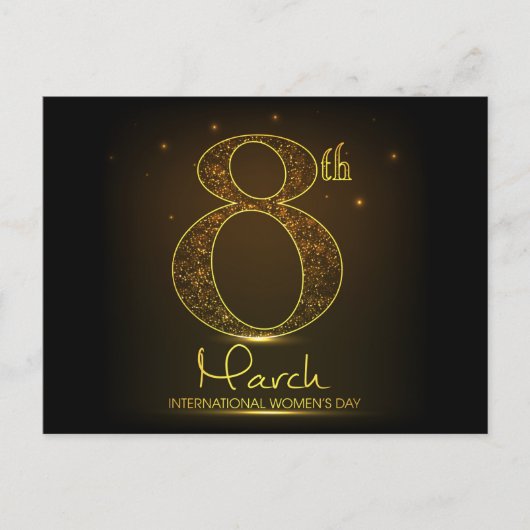 黒および金ゴールドの女性の日 ポストカード (正面)