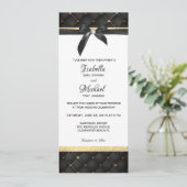 黒および金ゴールドの小さいダイヤモンドの弓招待 招待状 (スタンド正面)