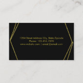 黒および金ゴールドの幾何学的な名刺 名刺 (裏面)