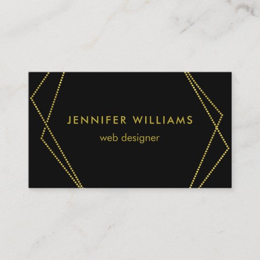 黒および金ゴールドの幾何学的な名刺 名刺 (正面)