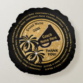 黒および金ゴールドの応援のコーチの感謝のギフトの応援 ラウンドクッション (正面)