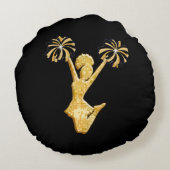 黒および金ゴールドの応援のコーチの感謝のギフトの応援 ラウンドクッション (裏面)